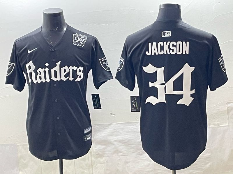 Men 2025 Oakland Raiders #34 Jackson black 6th generation Joint Name Nike Limited NFL Jersey style 010